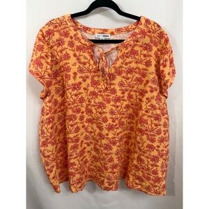 Lauren Lane x‎ Sonoma Goods for Life Floral Peach Pink Tunic Top 2X Boho Shirt